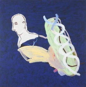 Figur og dobbeltspiral, 2014, 100 x 100 cm, akryl