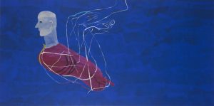 Figurasjon i blått rom, 2008, 100 x 200 cm, akryl