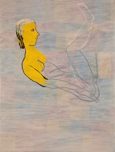 Figurasjon i sandfarget sjikt, ca. 2009, 80 x 60 cm, akryl