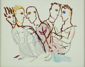 Figurasjon mot grønt, 2011, 30 x 38 cm, akryl