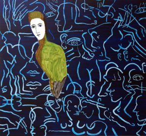 Fragmentert og nesten samlet, 2015, 140 x 150 cm, akryl