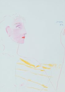 Kvinne, 1982, 37 x 30 cm, tegning