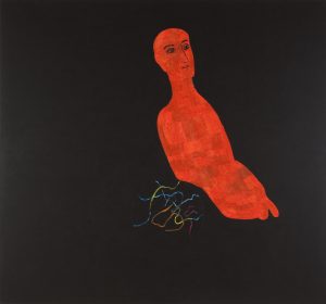 Motiv mot mørk bunn, 2008, 140 x 150 cm, akryl