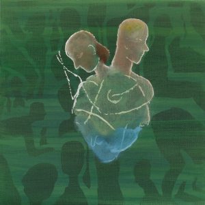 Par mot grønt, 2006, 25 x 25 cm, akryl og olje