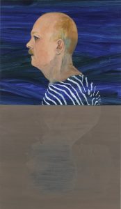 Portrett mot blå bunn, 2002-2005, 100 x 58 cm, akryl og olje