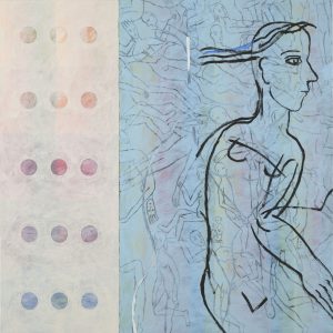 Tegning i blått felt, 2010, 100 x 100 cm, akryl