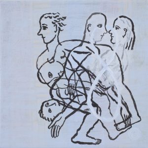 Tegning i blått sjikt, 2009, 20 x 20 cm, akryl