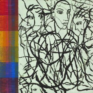 Tegning i grønt felt, 2010, 50 x 50 cm, akryl