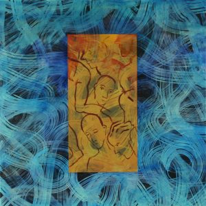 Tegning i gult felt, 2004, 150 x 150 cm, akryl og olje