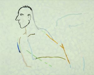 Tegning mot grønt, 2011, 80 x 100 cm, akryl