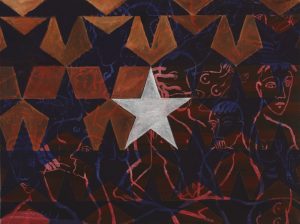 Tegning og konstruert mønster, 2005, 30 x 45 cm, akryl og olje