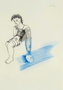 Blå arm, 1986, 30 x 21 cm, tegning