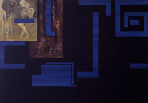 Bilder og blå labyrint, 1998, 50 x 72 cm, akryl