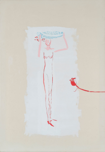 Kvinne med blondehatt, 1981, 100 x 70 cm, akryl