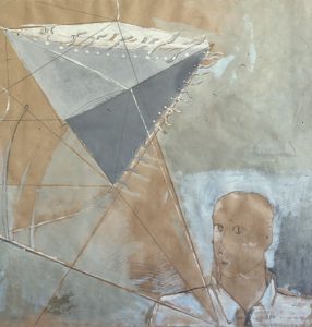 Mann og fallskjerm, 1980, gouache