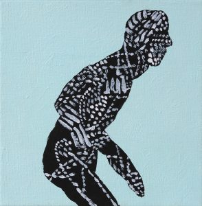 Svart, hvitt og grønt, 2016, 20 x 20 cm, akryl