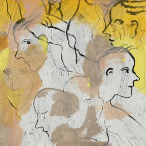 Tegning mot hvit struktur, 2005, 80 x 80 cm, akryl