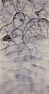 Tegning mot struktur, ca. 2006, ca. 180 x 70 cm, akryl