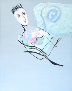 Fortelling rundt en blå spiral, 2014, 100 x 80 cm, akryl