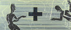 Gjennombrutt flate, 1996, 93 x 216 cm, akryl.