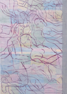 Rød strektegning, 2008, 70 x 50 cm, akryl